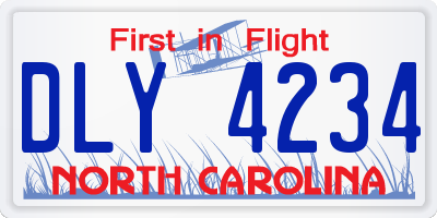 NC license plate DLY4234