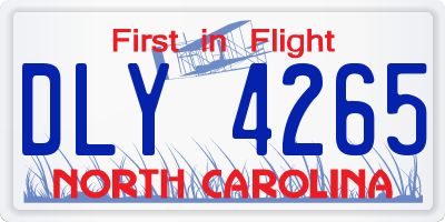 NC license plate DLY4265