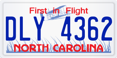 NC license plate DLY4362