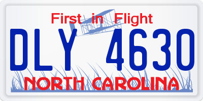 NC license plate DLY4630