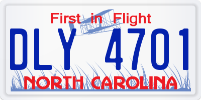 NC license plate DLY4701