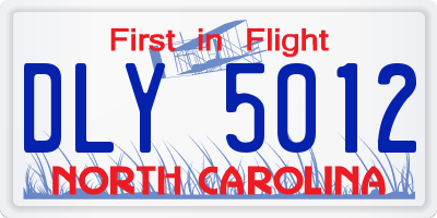 NC license plate DLY5012