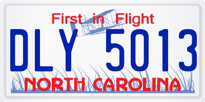 NC license plate DLY5013