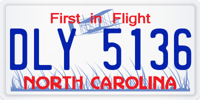 NC license plate DLY5136