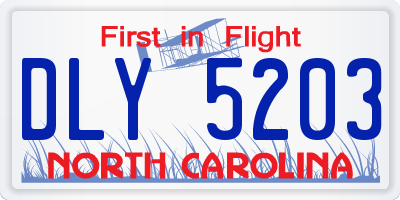 NC license plate DLY5203