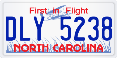 NC license plate DLY5238