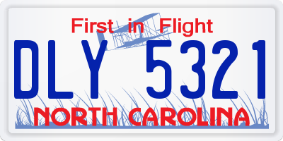 NC license plate DLY5321