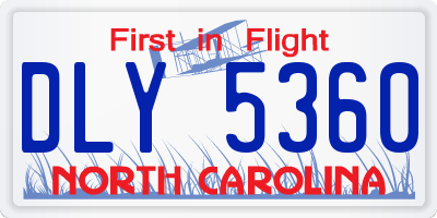 NC license plate DLY5360
