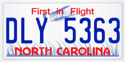 NC license plate DLY5363