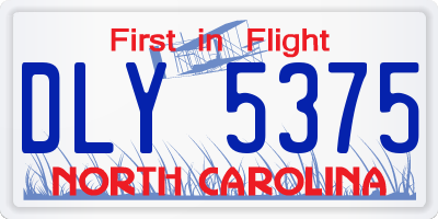 NC license plate DLY5375