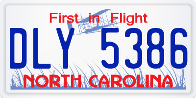 NC license plate DLY5386