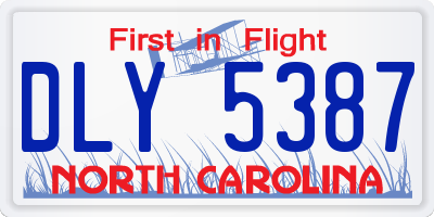 NC license plate DLY5387