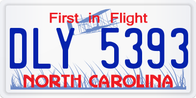 NC license plate DLY5393