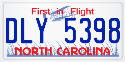 NC license plate DLY5398