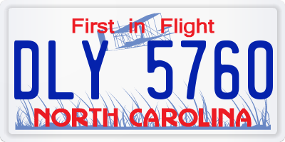 NC license plate DLY5760