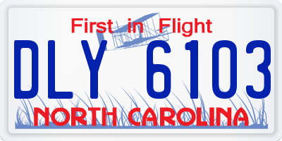 NC license plate DLY6103