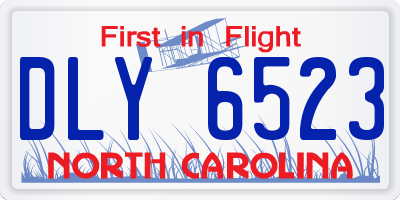 NC license plate DLY6523