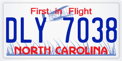 NC license plate DLY7038