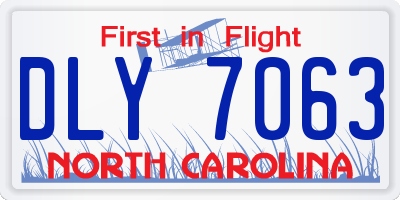 NC license plate DLY7063