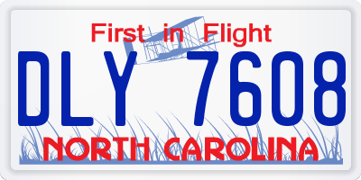NC license plate DLY7608