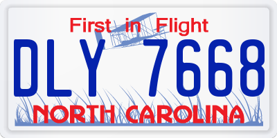 NC license plate DLY7668