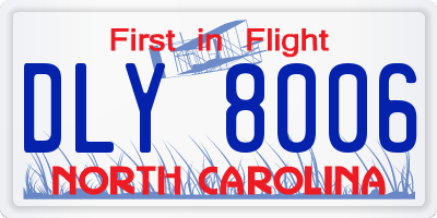 NC license plate DLY8006