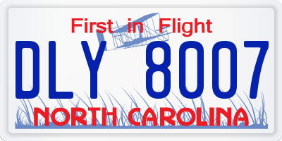 NC license plate DLY8007
