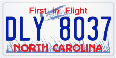 NC license plate DLY8037