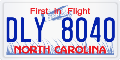 NC license plate DLY8040