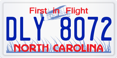 NC license plate DLY8072