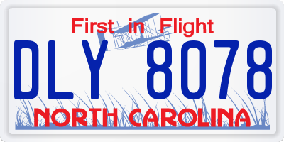 NC license plate DLY8078
