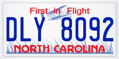 NC license plate DLY8092