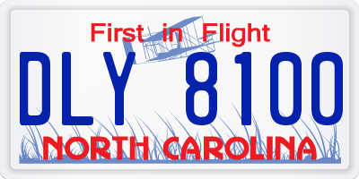 NC license plate DLY8100