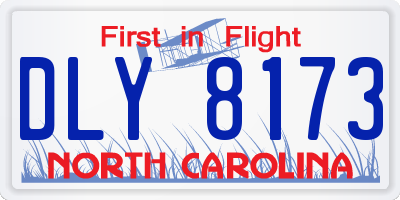 NC license plate DLY8173