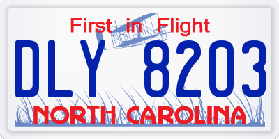 NC license plate DLY8203