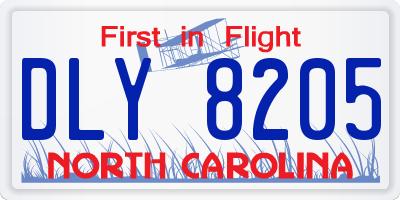 NC license plate DLY8205