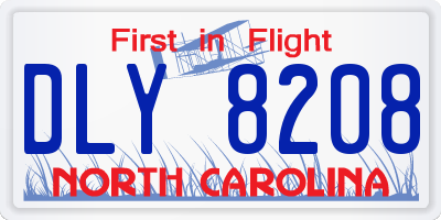 NC license plate DLY8208