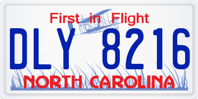 NC license plate DLY8216
