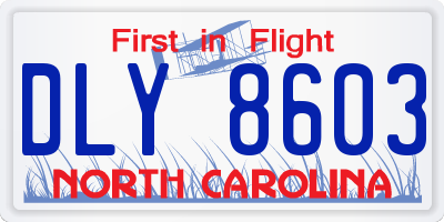 NC license plate DLY8603