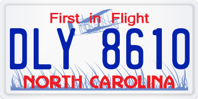 NC license plate DLY8610