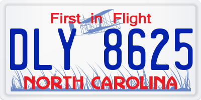 NC license plate DLY8625