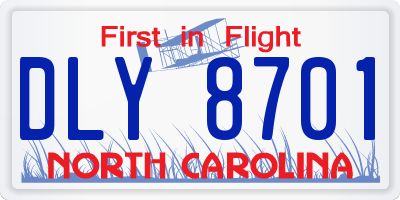 NC license plate DLY8701