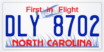 NC license plate DLY8702