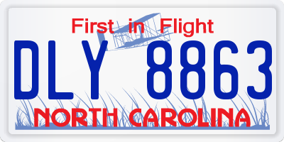 NC license plate DLY8863