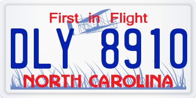 NC license plate DLY8910