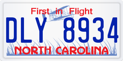 NC license plate DLY8934