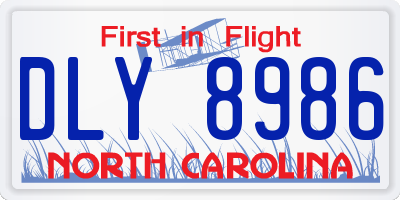 NC license plate DLY8986
