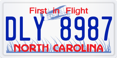 NC license plate DLY8987