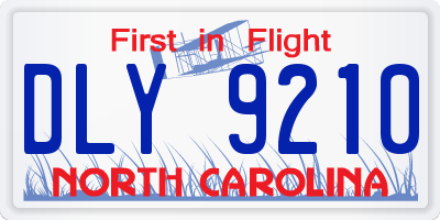 NC license plate DLY9210
