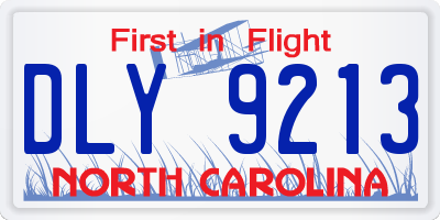 NC license plate DLY9213